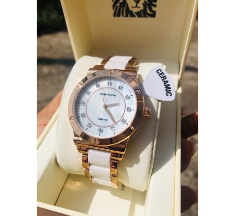Anne Klein Diamond-Accented Ceramic Watch