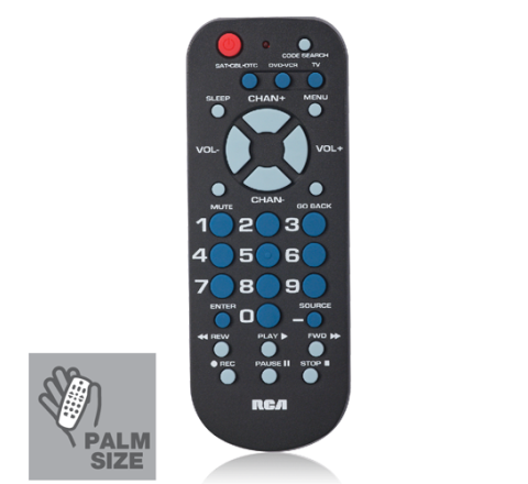 RCA RCR503BE 3-Device Palm-Sized Universal Remote