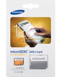 Samsung 128GB EVO Class 10 Micro SDXC Memory Card with Adapter