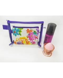 Clear and Floral makeup Bag Set, Small