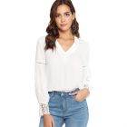 Elegant Angel White Top with Lace Sleeves, LArge