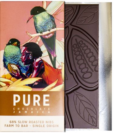PURE 68% Dark Chocolate with Slow Roasted Nibs 3.5 oz / 100 grams each